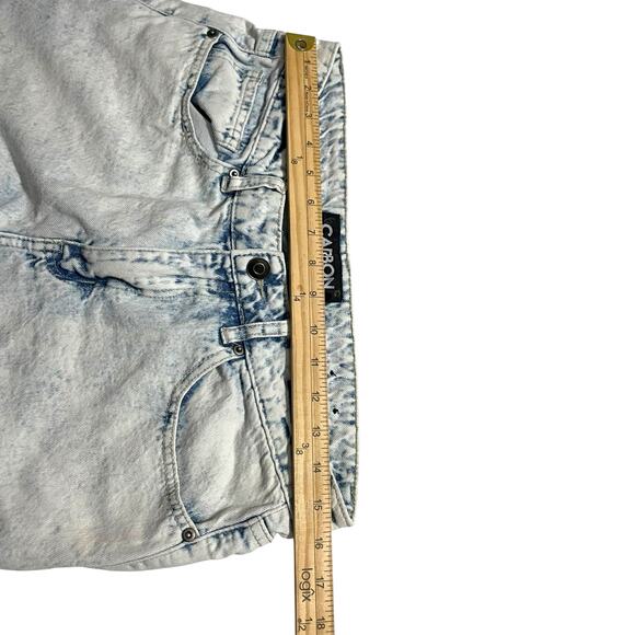 Carbon Womens Jean Shorts 32 Mid Rise Zip Fly Homemade Denim Shorts Acid Wash - Picture 7 of 10